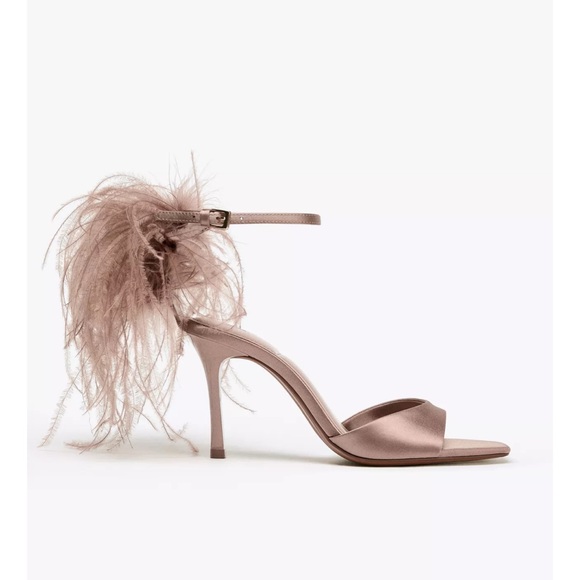NWT ZARA Faux Feather Heels